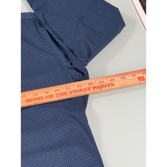 Rugby University Shirt Mens L Blue Stretch Geo Metric Pattern Button Up Casual - Picture 6 of 10